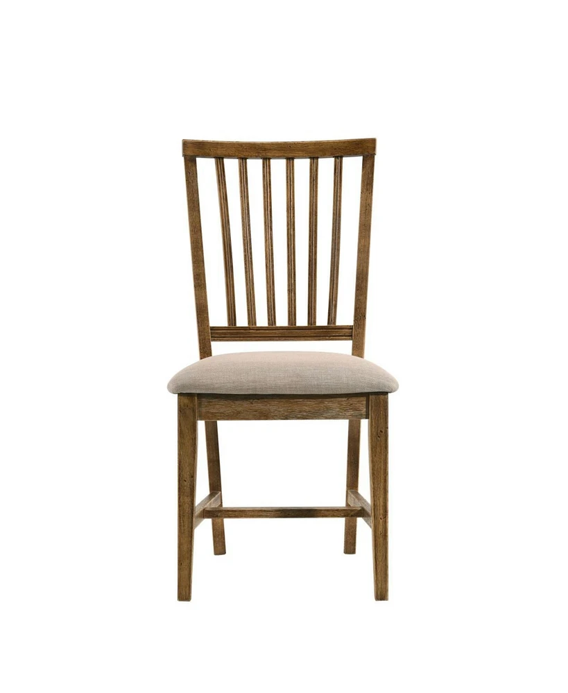 Simplie Fun Wallace Ii Side Chair (Set of 2), Tan Linen & Weathered Oak (2 Piece/1Ctn)