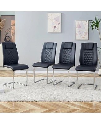 Simplie Fun Modern Pu Leather Dining Chairs with Metal Legs | Easy Assembly
