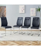 Simplie Fun Modern Pu Leather Dining Chairs with Metal Legs | Easy Assembly