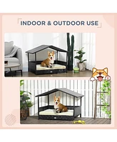 Streamdale Furniture Outdoor Pe Rattan Dog Bed with Canopy Cozy, Durable, Elevated Retreat