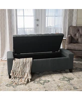 Stylish Dark Grey Storage Ottoman with Tufted Top