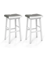 Slickblue 2 Pieces Upholstered Saddle Barstools with Padded Cushions