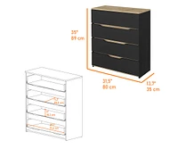 Zoe Dresser, Superior Top, Four Drawers - Black Light Oak