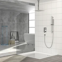 Brushed Nickel Rain Shower System with Adjustable Slide Bar