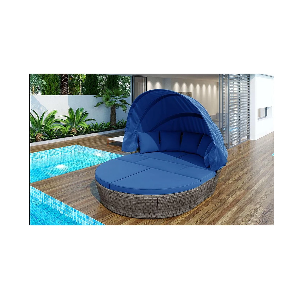 Simplie Fun Versatile Sun Bed with Adjustable Canopy and Cushions