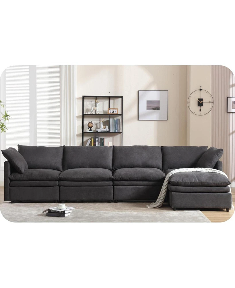 Simplie Fun Dark Gray U-Shaped Sleeper Sectional Sofa