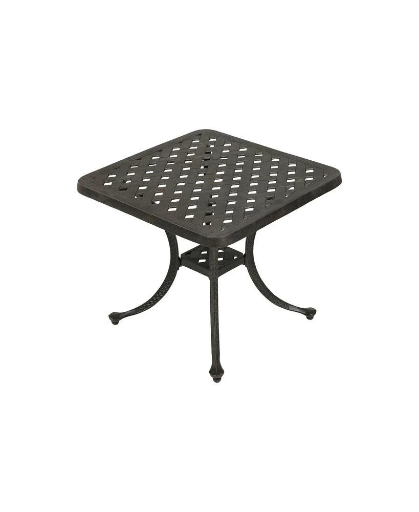 Mondawe Black Square Aluminium Cast Bronze Frame Outdoor Dining Bistro Table Patio Side Table