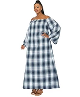 L I V D Plus Zoe Flannel Maxi Dress