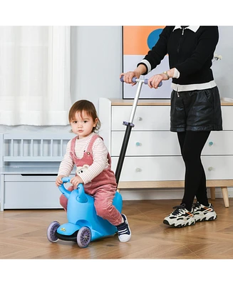 Simplie Fun 3-in-1 Adjustable Toddler Scooter with Push Walker, Slide Car, and Seat Storage