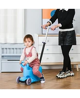 Simplie Fun 3-in-1 Adjustable Toddler Scooter with Push Walker, Slide Car, and Seat Storage