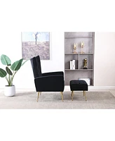 Modern Accent Chair With Ottoman, Comfy Armchair For Living Room, Bedroom, Apartment