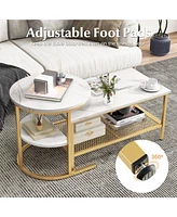 Slickblue Set of 2 Nesting Coffee Table with Extra Storage Shelf for Living Room