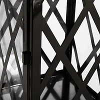Modern Stainless Steel and Tempered Glass Lantern with X-Frame Design