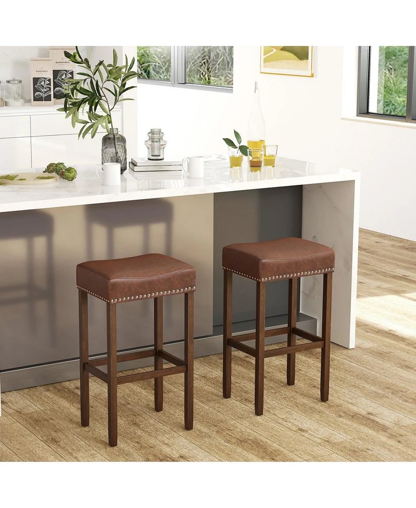 Slickblue Upholstered Bar Stools Set of 2 with Footrests for Counter