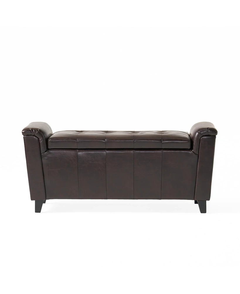 Simplie Fun Tufted Ottoman Bench with Armrests and Spacious Storage