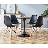 Mid-Century 5-Piece Dining Set with Black Table