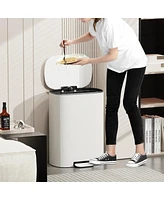 Stainless Steel 13 Gallon Kitchen Trash Can - White