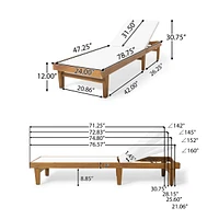 Streamdale Furniture Acacia Wood and Mesh Outdoor Chaise Lounge for Relaxation