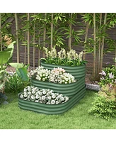 Simplie Fun 3-Tier Galvanized Raised Garden Bed with Bottomless Design and Safety Edging