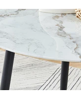 Streamdale Furniture Sturdy Marble-Style Desk with Stable Metal Legs