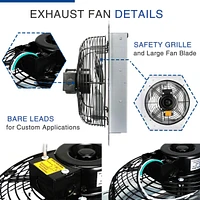 12 Inch Shutter Exhaust Fan Aluminum High Speed 1620 Rpm, 940 Cfm, 2-Pack, Silver