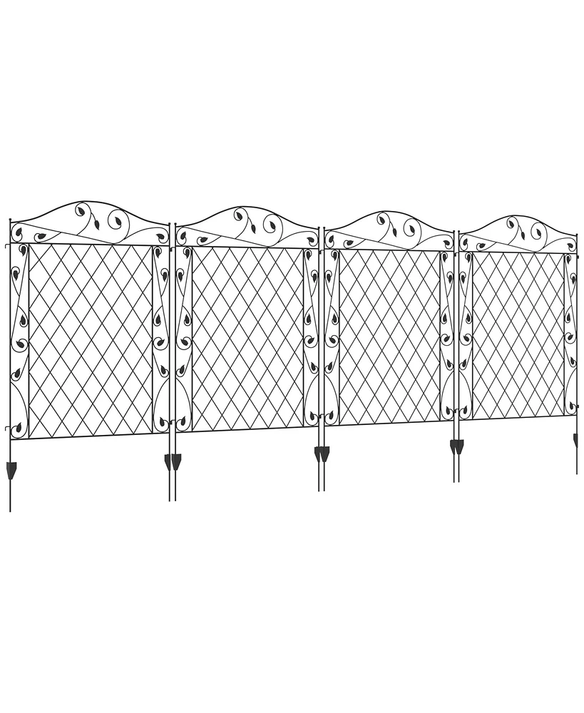 Outsunny Garden Fencing 11.5' Decorative Metal Border Edging, 4 Pack