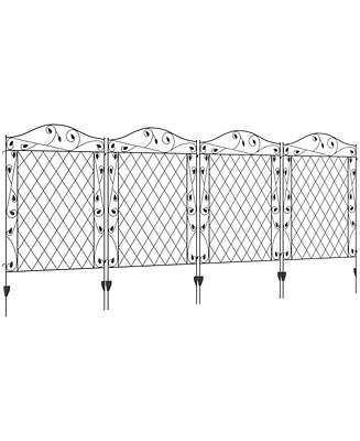 Outsunny Garden Fencing 11.5' Decorative Metal Border Edging, 4 Pack