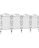 Outsunny Garden Fencing 11.5' Decorative Metal Border Edging, 4 Pack