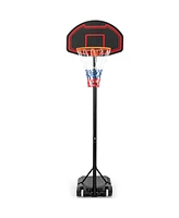Slickblue Adjustable Kids' Basketball Hoop Stand with Durable Net and Wheel
