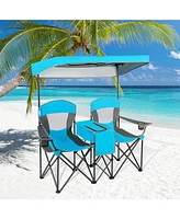 Slickblue Portable Folding Camping Canopy Chairs with Cup Holder