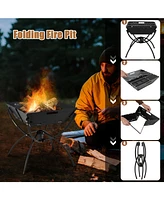 Slickblue 3-in-1 Camping Campfire Grill with Stainless Steel Grills Carrying Bag & Gloves