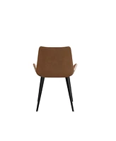 Streamdale Furniture Modern Dining Chair Living Room Black Metal Leg Dining Chair-Brown-2 Pcs/Ctn