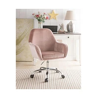 Streamdale Furniture Eimer Office Chair in Peach Velvet & Chrome