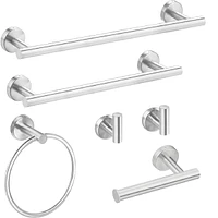 Streamdale Furniture 6 Piece Stainless Steel Bathroom Towel Rack Set Wall Mount