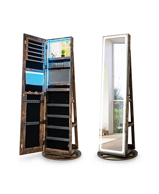 Slickblue Standing Jewelry Cabinet with Adjustable Led Lights