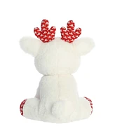 Aurora Medium Merry Reindeer Holiday Festive Plush Toy White 10.5"