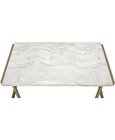 Streamdale Furniture Boice Ii Coffee Table in Faux Marble & Champagne