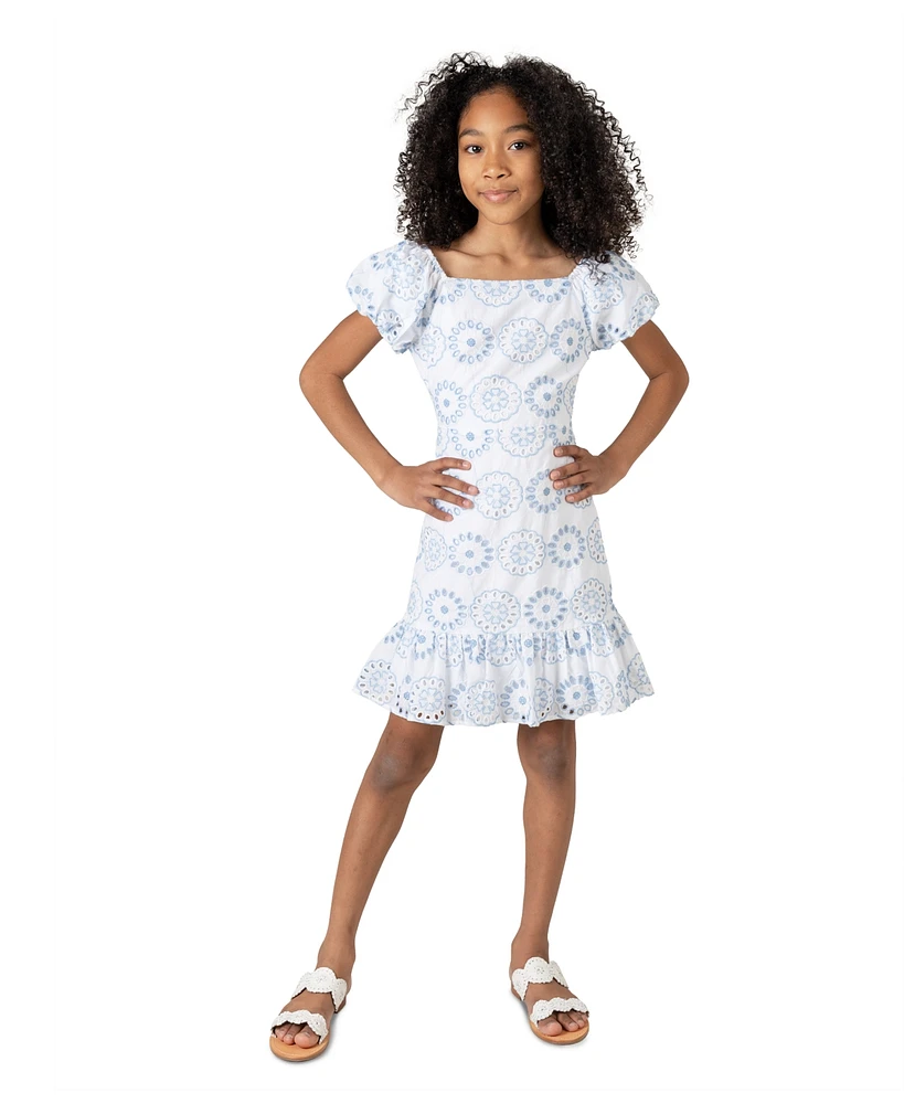 Rare Editions Big Girls 2-Tone Eyelet Dress