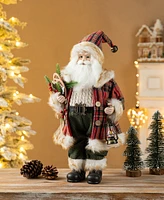 Glitzhome 18 H Christmas Woodland Santa Figurine with Porcelain Face