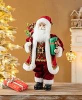 Glitzhome 18 H Christmas Traditional Santa Figurine with Porcelain Face