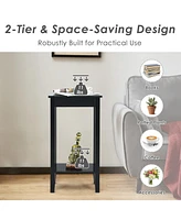 Costway 2-Tier Nightstand End Side Table Coffee Wooden Legs Bedroom