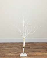 Nearly Natural 4ft. Pre-Lit Artificial White Birch Tree with 51 White Led Lights