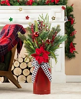 Glitzhome 35 H Christmas Poinsettia Floral Potted Porch Tree