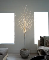 Nearly Natural 6ft. Pre-Lit Artificial White Birch Tree with 400 Color Changing Led Lights