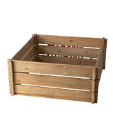 Glitzhome L Natural Wooden Merry Christmas Solid Wood Crate Tree Collar