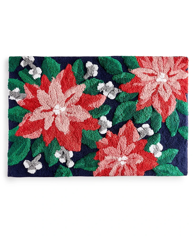 Holiday Lane Poinsettia Sculpted Rug, 20"x30", Exclusively at Macy's