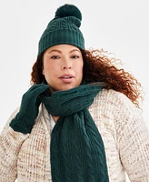 Style & Co Shine Pom-Pom Cable Knit Beanie, Created for Macy's