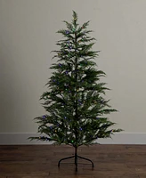 Nearly Natural 5ft. Pre-Lit Artificial Park City Pine Christmas Tree with 200 Multicolored Led Dewdrop Lights