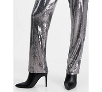 I.n.c. International Concepts Petite Sequin-Embellished Straight-Leg Pants, Created for Macy's