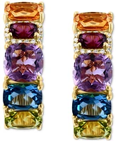 Effy Multi-Gemstone (9-1/3 ct. t.w.) & Diamond (1/10 ct. t.w.) Small Hoop Earrings in 14k Gold, 1"